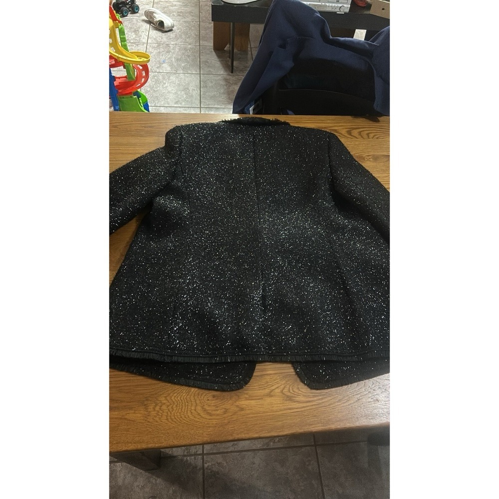 Kate Spade Blazer Jacket Tinsel Metallic Sequel Tweed Black Sz 14 Designers‎ - Picture 15 of 15